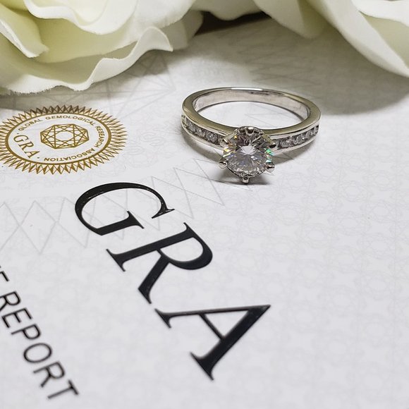 1 Carat Moissanite Solitaire Ring with 925 Sterling Silver Band - Picture 3 of 11